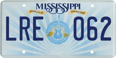 MS license plate LRE062