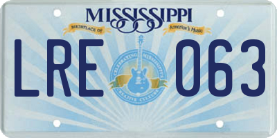 MS license plate LRE063