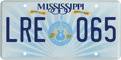 MS license plate LRE065
