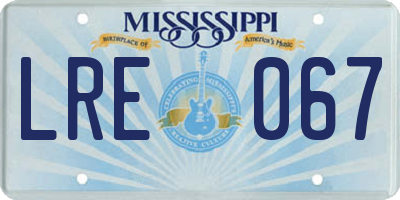 MS license plate LRE067
