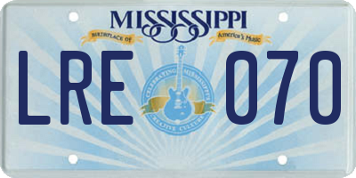MS license plate LRE070