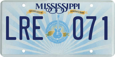 MS license plate LRE071