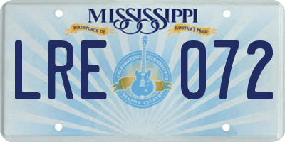 MS license plate LRE072