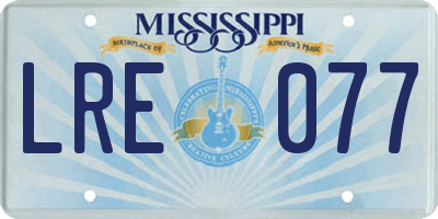 MS license plate LRE077