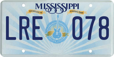 MS license plate LRE078