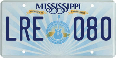 MS license plate LRE080