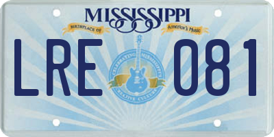 MS license plate LRE081