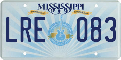 MS license plate LRE083