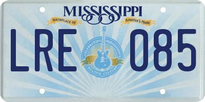 MS license plate LRE085