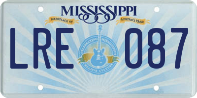 MS license plate LRE087