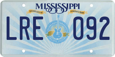 MS license plate LRE092