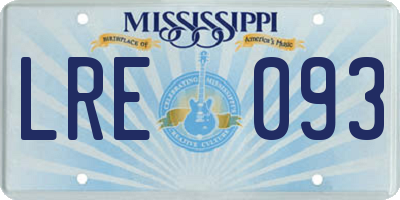 MS license plate LRE093