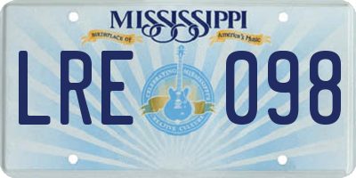 MS license plate LRE098