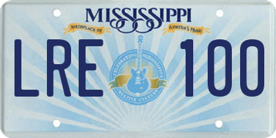 MS license plate LRE100