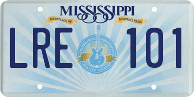 MS license plate LRE101