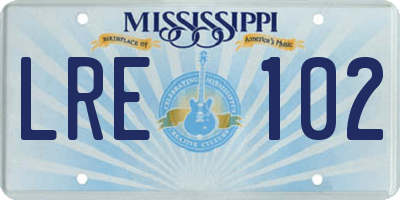 MS license plate LRE102