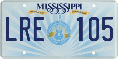 MS license plate LRE105