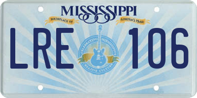 MS license plate LRE106