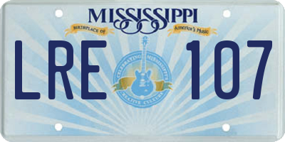 MS license plate LRE107