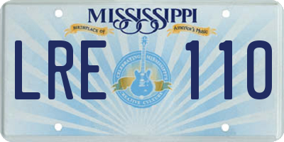 MS license plate LRE110