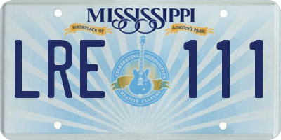 MS license plate LRE111