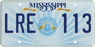 MS license plate LRE113