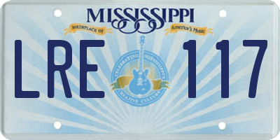 MS license plate LRE117