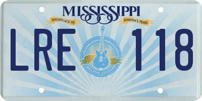 MS license plate LRE118