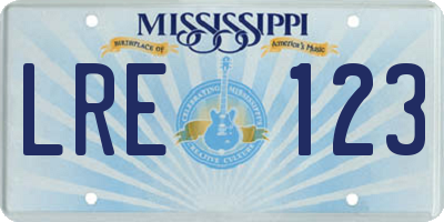MS license plate LRE123