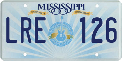 MS license plate LRE126
