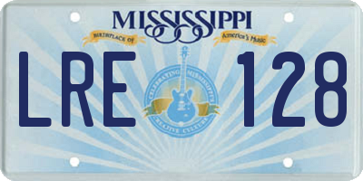 MS license plate LRE128