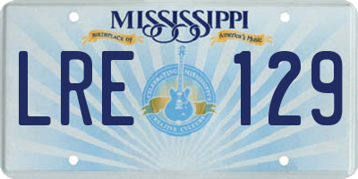 MS license plate LRE129