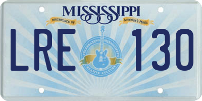 MS license plate LRE130