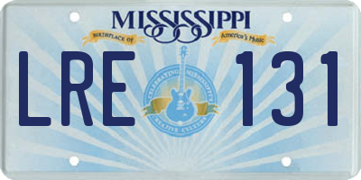 MS license plate LRE131