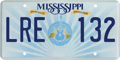 MS license plate LRE132