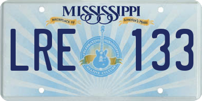 MS license plate LRE133
