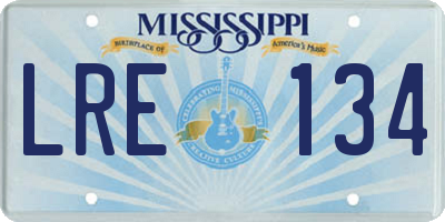 MS license plate LRE134