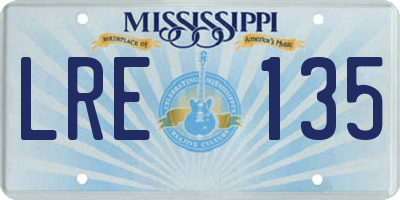 MS license plate LRE135