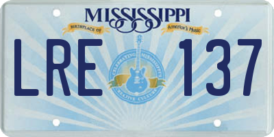 MS license plate LRE137