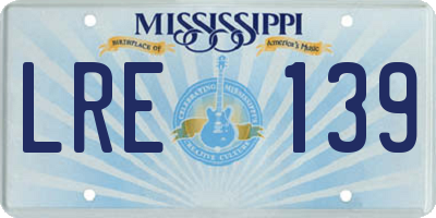 MS license plate LRE139