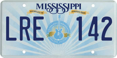 MS license plate LRE142
