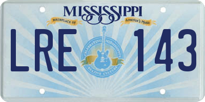 MS license plate LRE143
