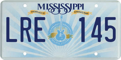 MS license plate LRE145