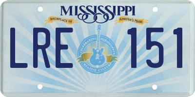 MS license plate LRE151