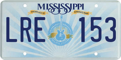 MS license plate LRE153