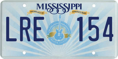 MS license plate LRE154