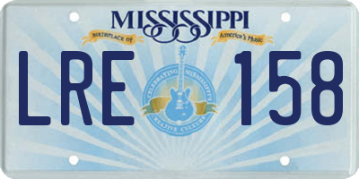 MS license plate LRE158