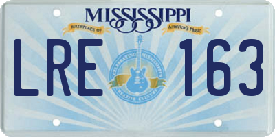 MS license plate LRE163