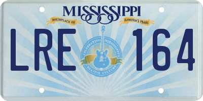 MS license plate LRE164