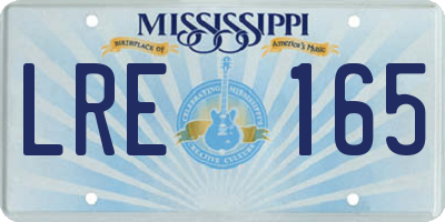 MS license plate LRE165